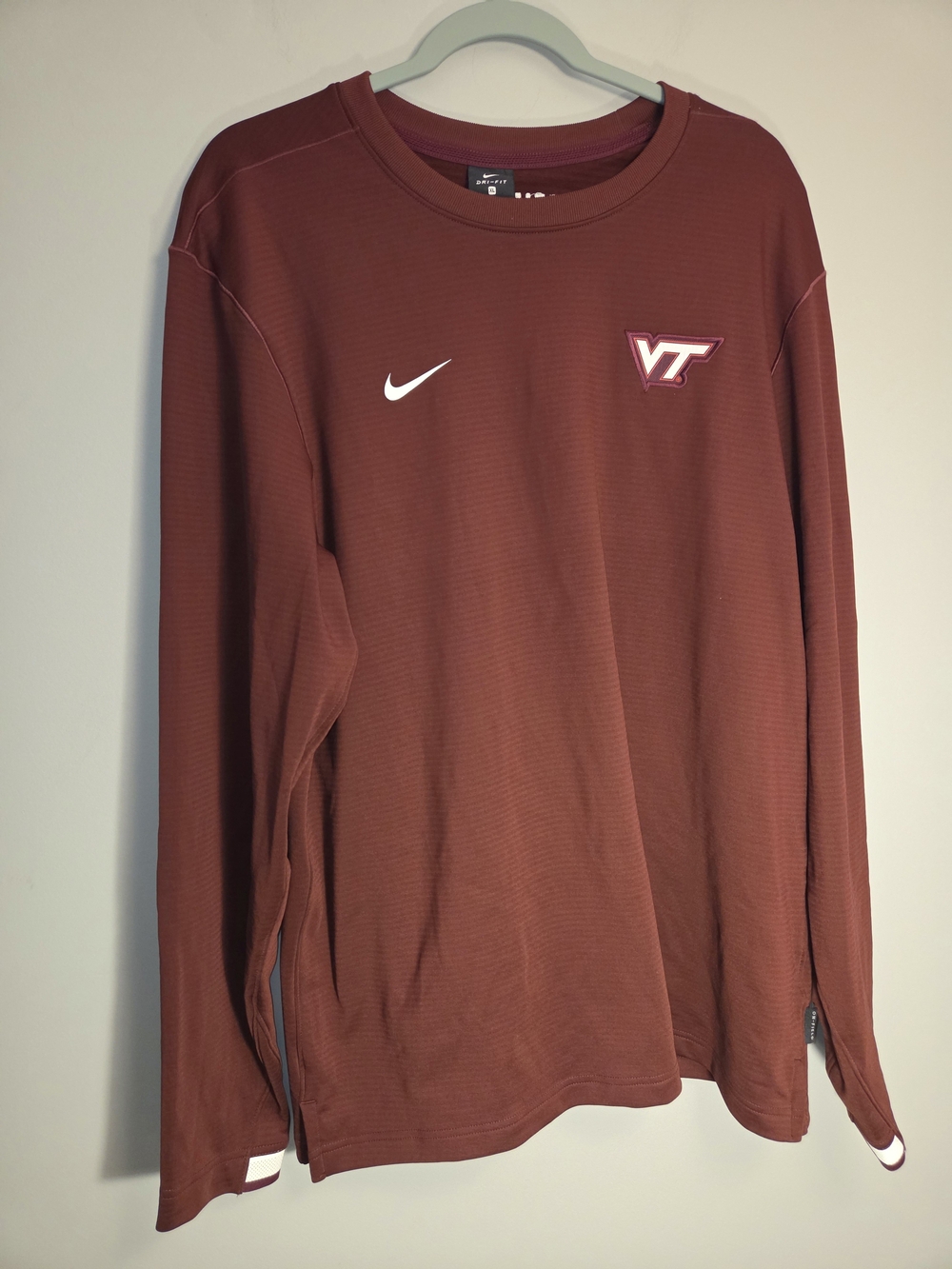 Nike Maroon Long-Sleeve Virginia Tech Performance Tee